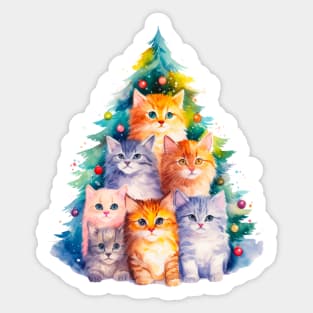 Cat Christmas Tree Sticker